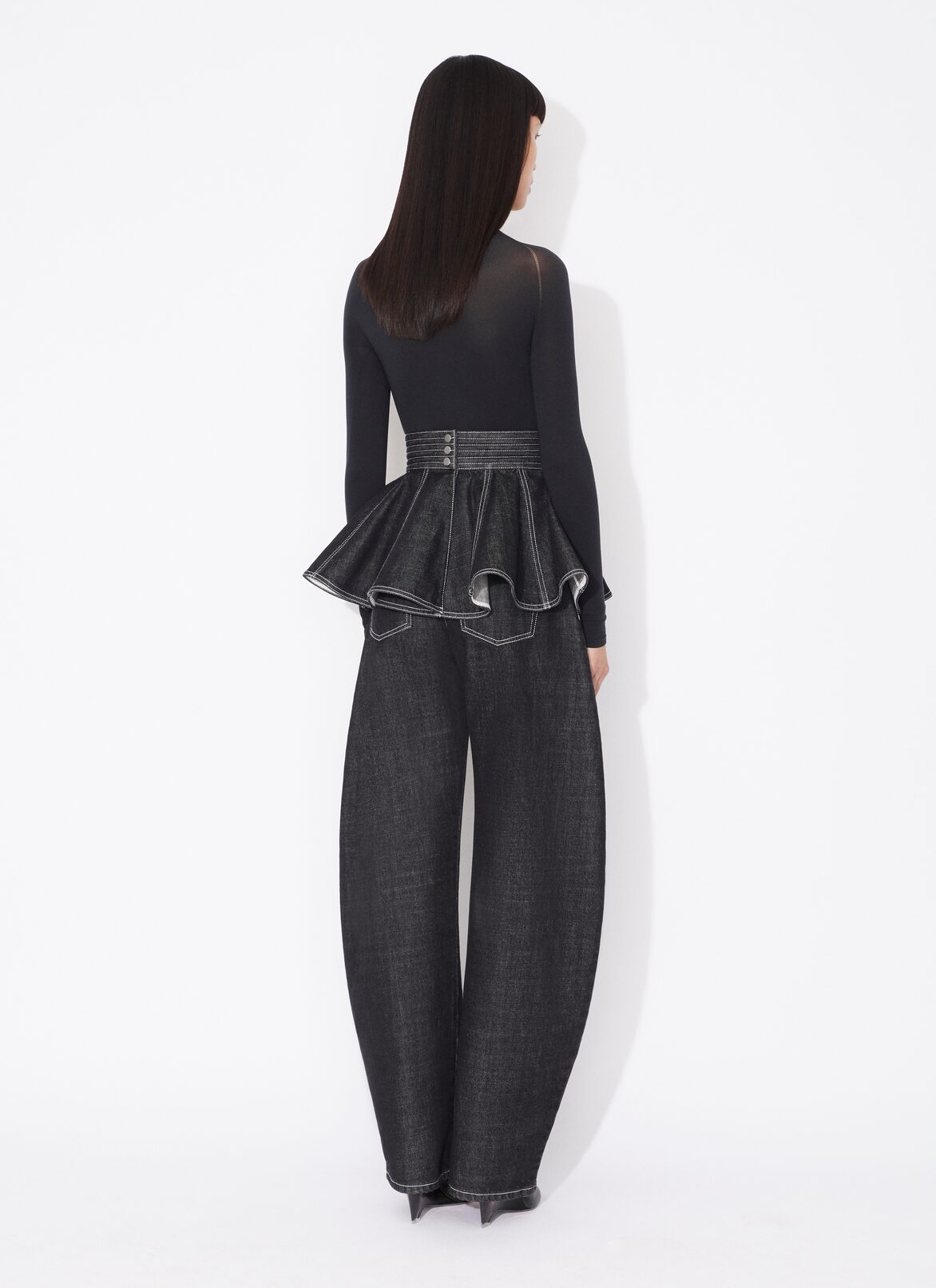 BLACK DENIM SKIRT BELT ALAÏA BLACK BLACK DENIM SKIRT BELT